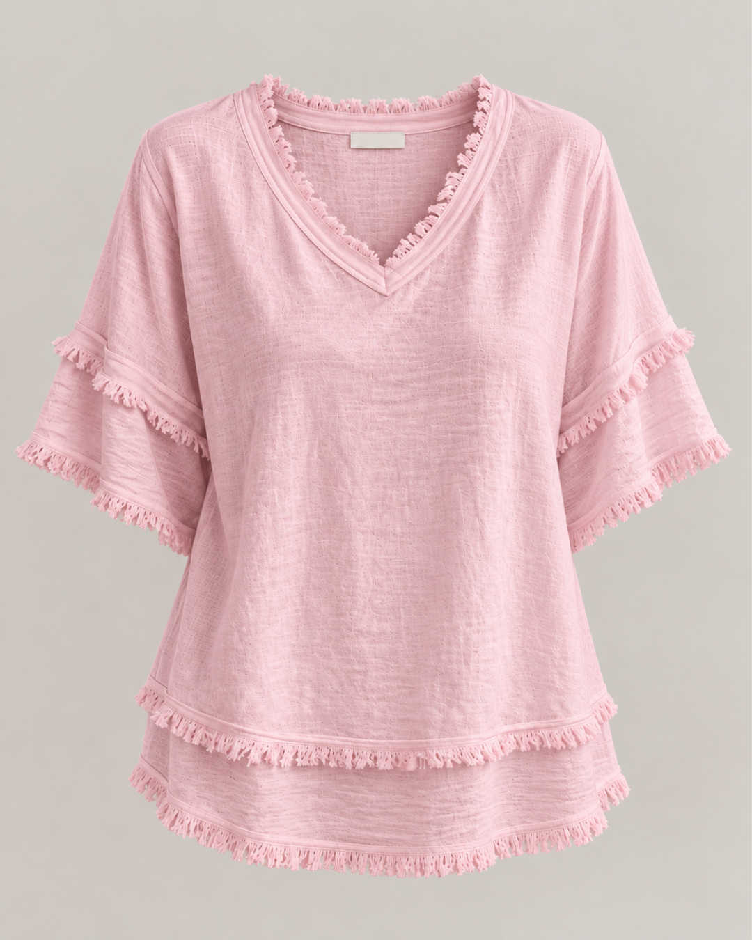 Sara | Vintage Frayed V-Neck Linen Top