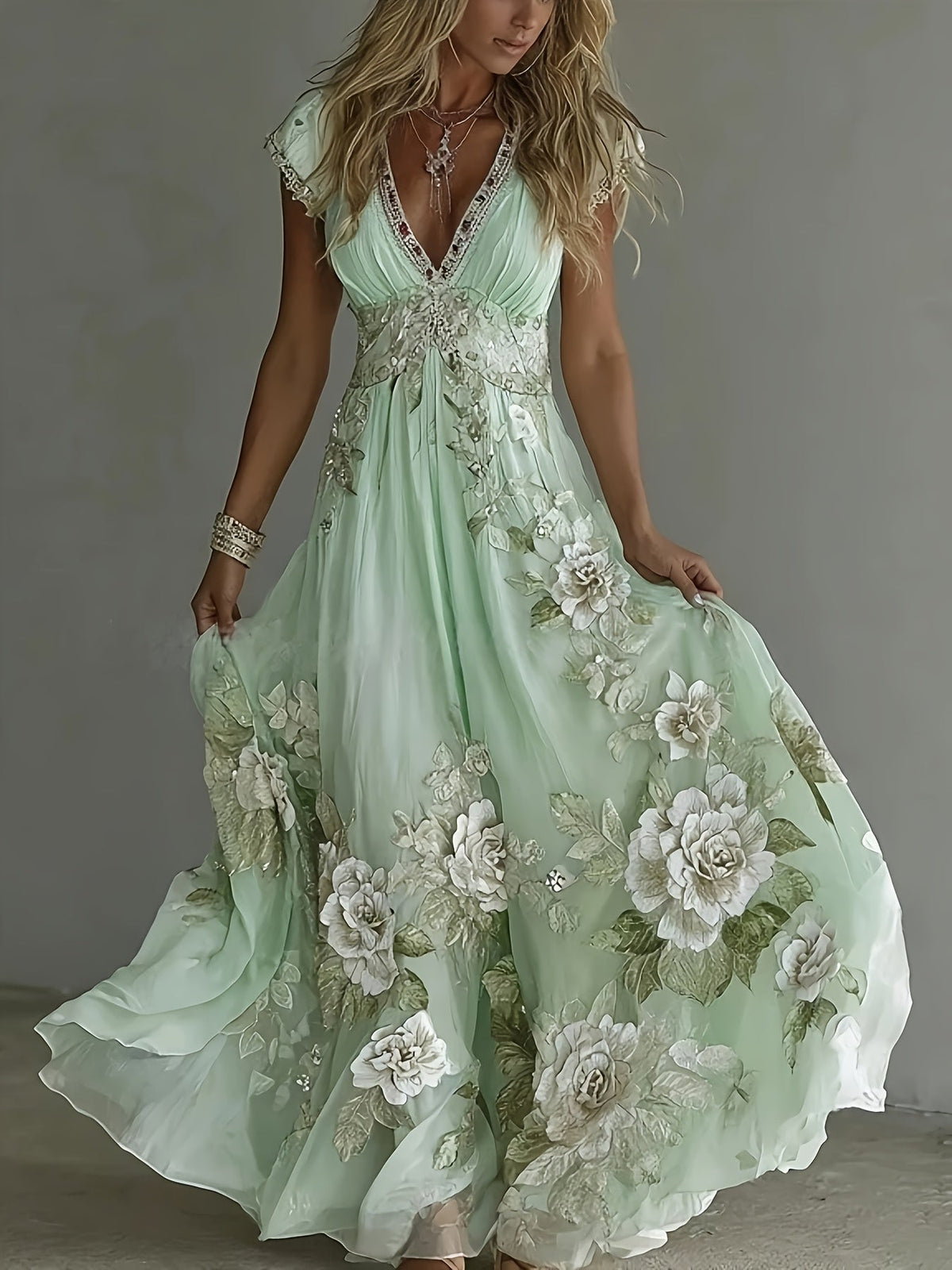 Marisela | Short-Sleeved Maxi Dress