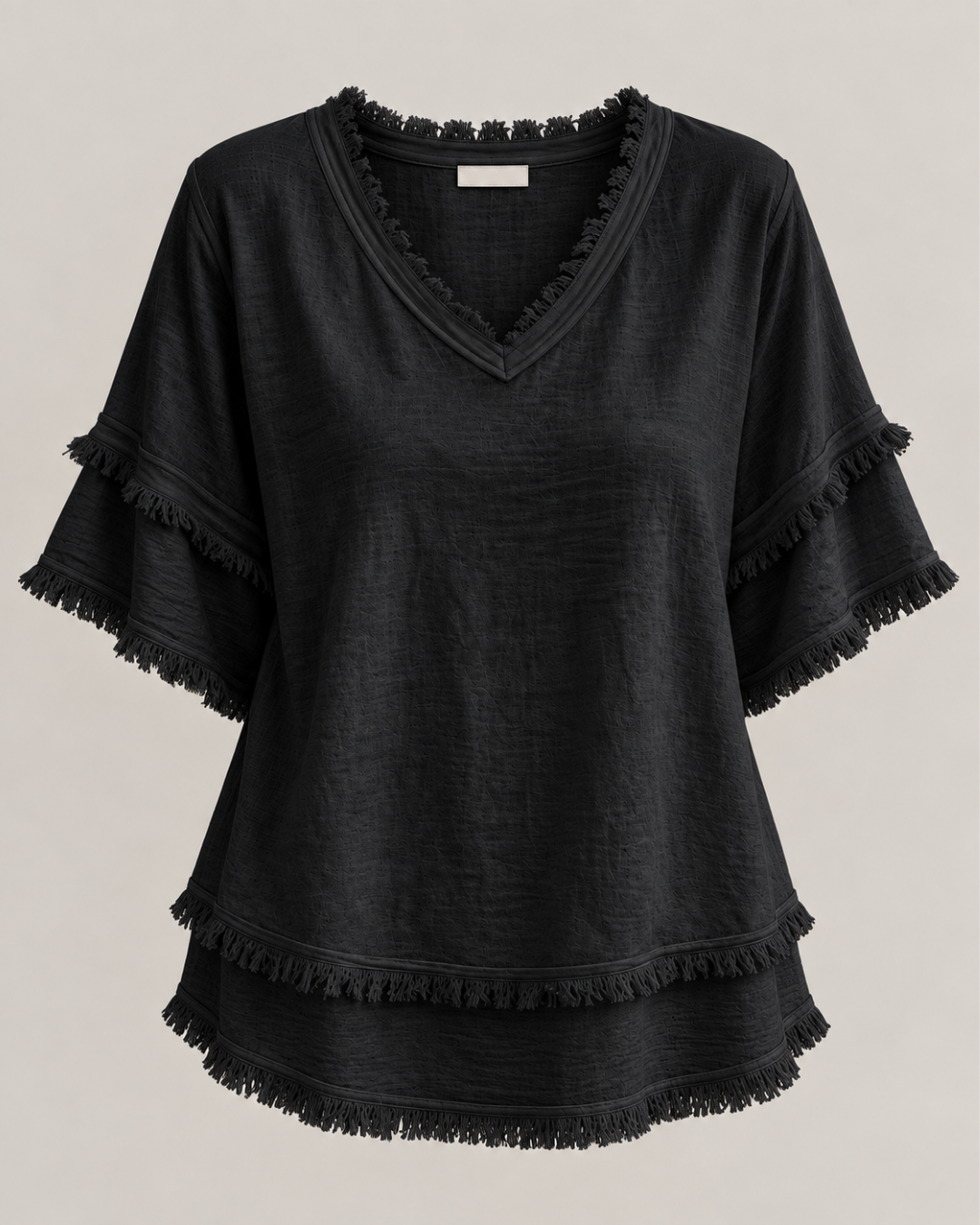 Sara | Vintage Frayed V-Neck Linen Top