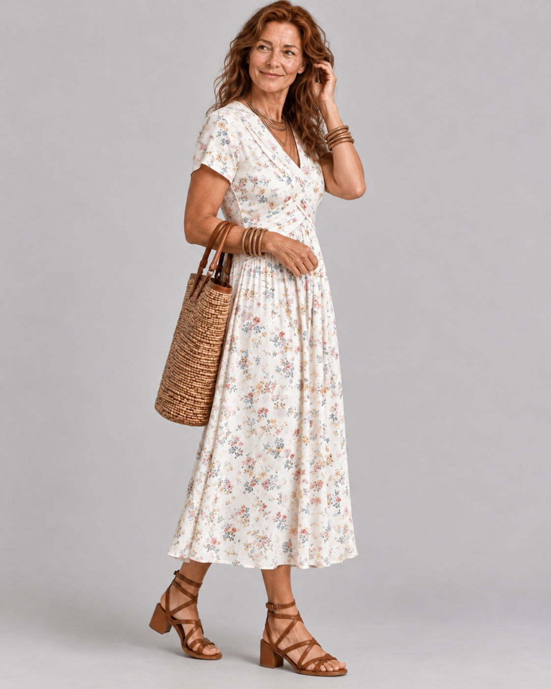 Evelyn | Floral Wrap Midi Dress