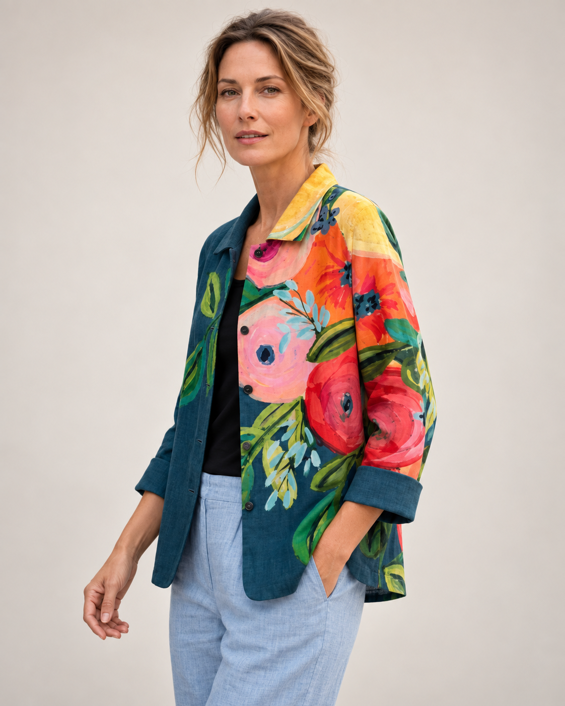 Janet | Painterly Poppy Print Shirt