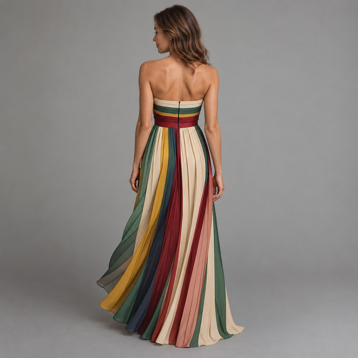 Amanda | Strapless Pleated Maxi Dress