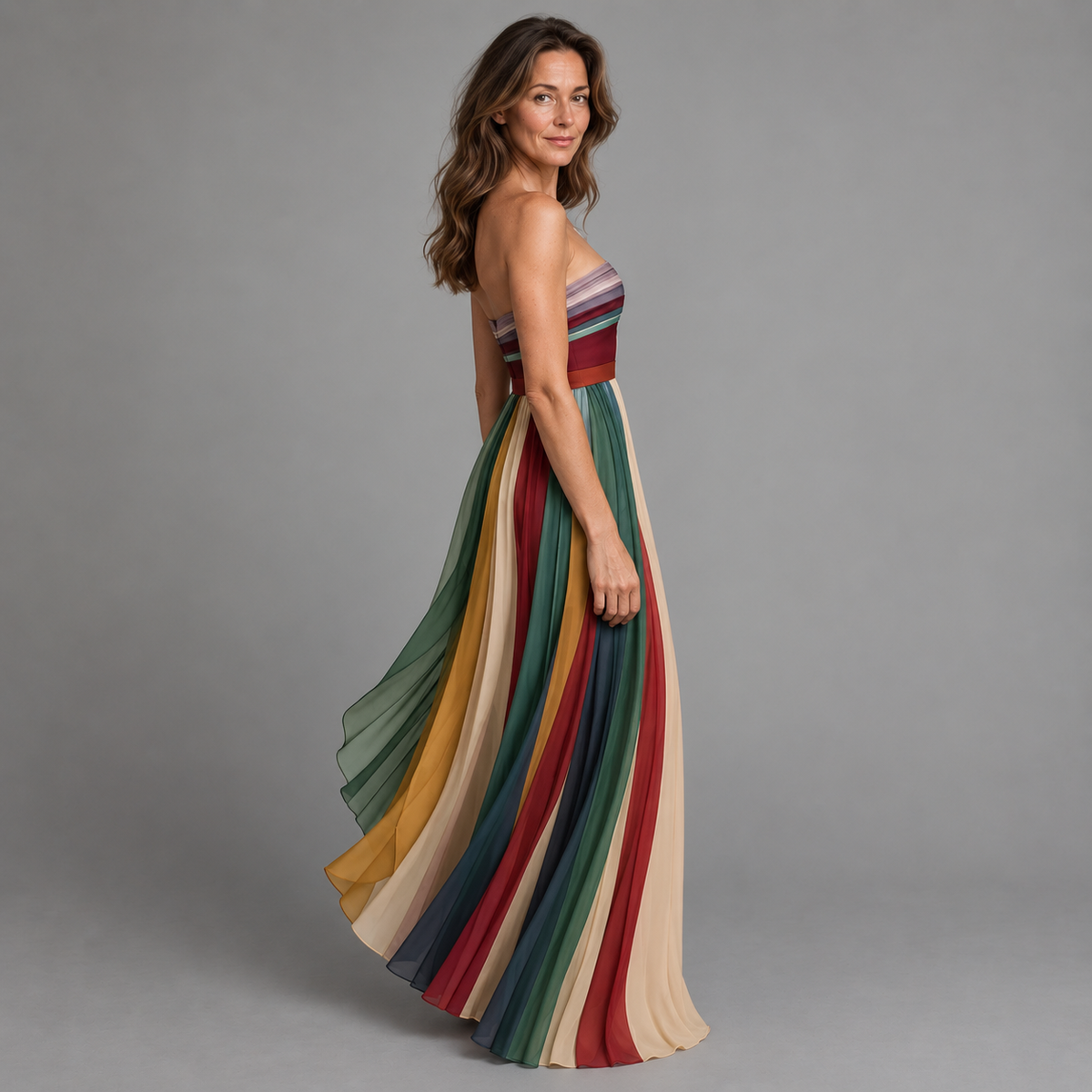 Amanda | Strapless Pleated Maxi Dress