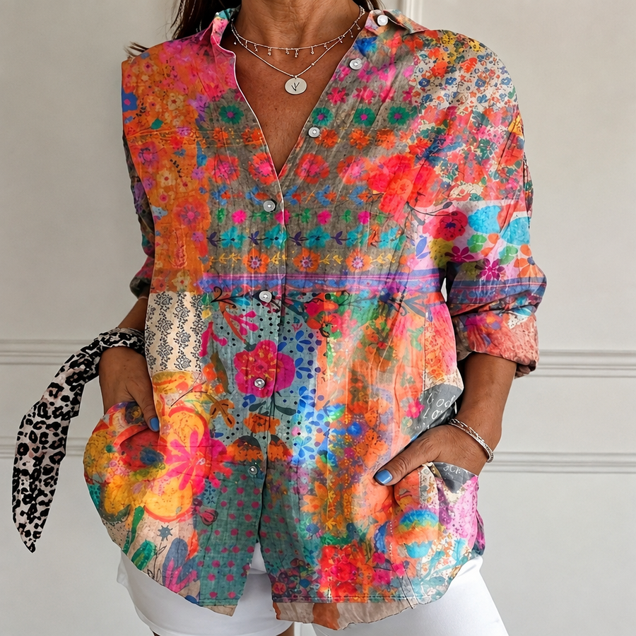 Coral Meadow Blouse