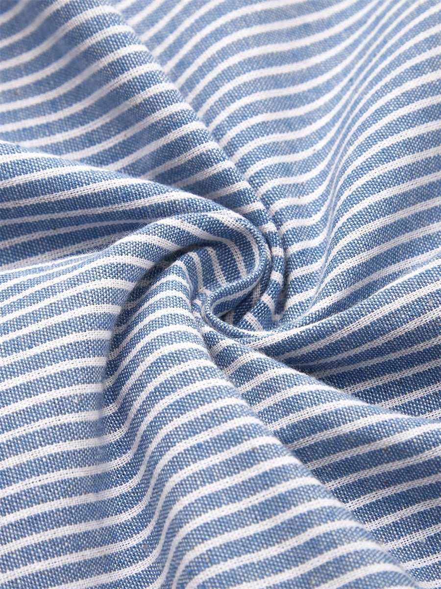 Adeline | Women's Striped Scoop-Neck Short-Sleeve A-Line Midi Dress