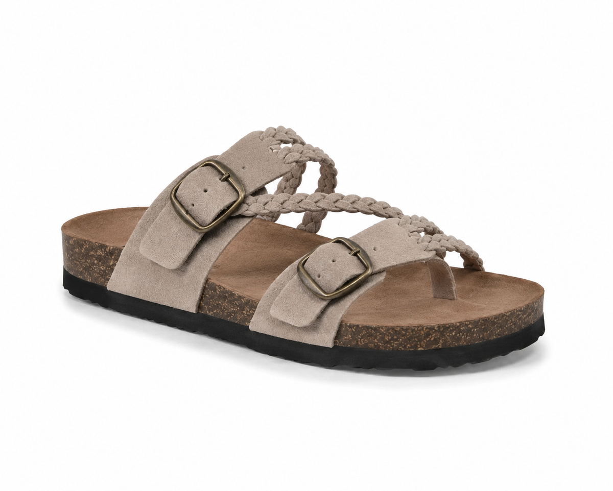 Hayleigh Braided Cork Sandals – Double Buckles