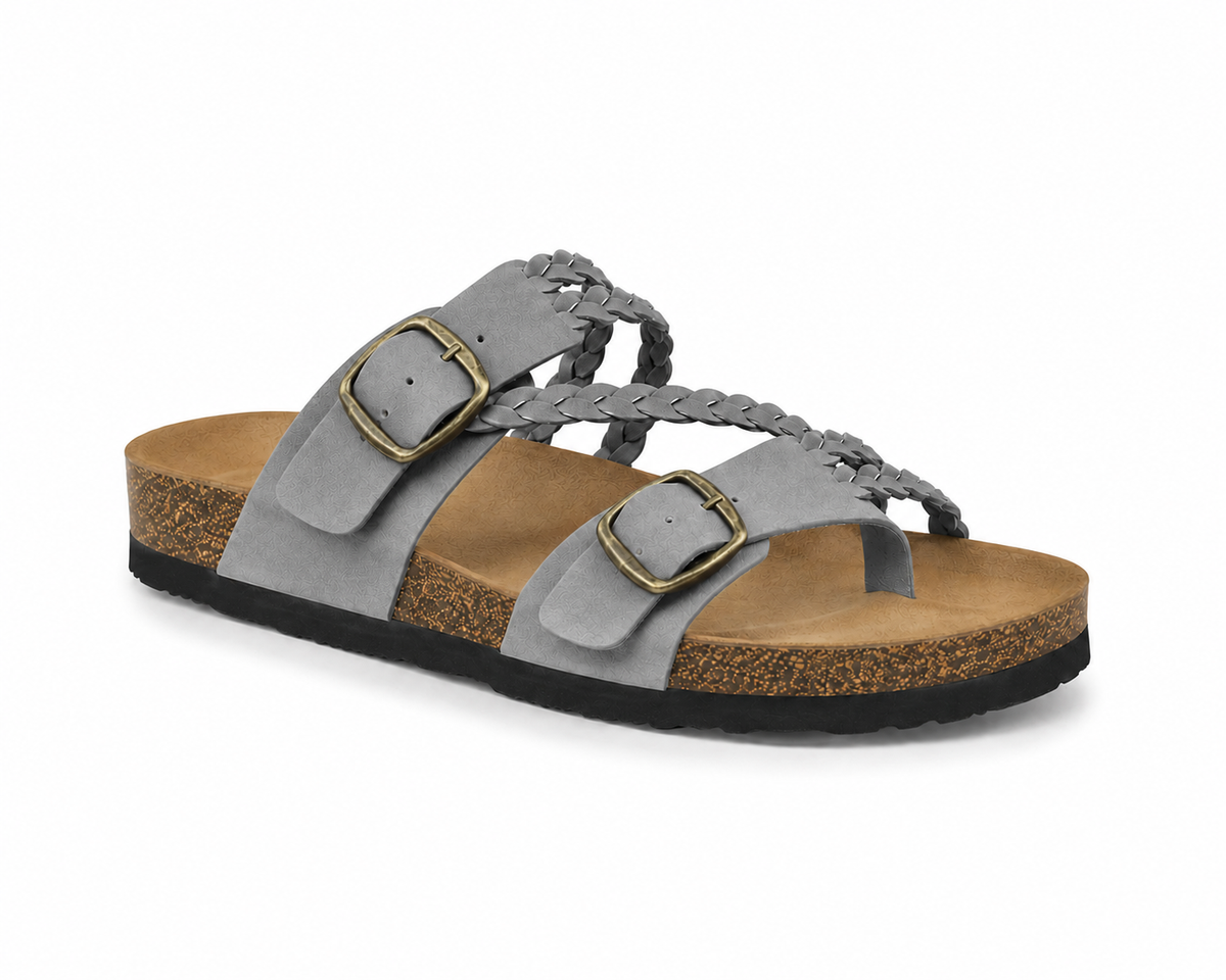 Hayleigh Braided Cork Sandals – Double Buckles