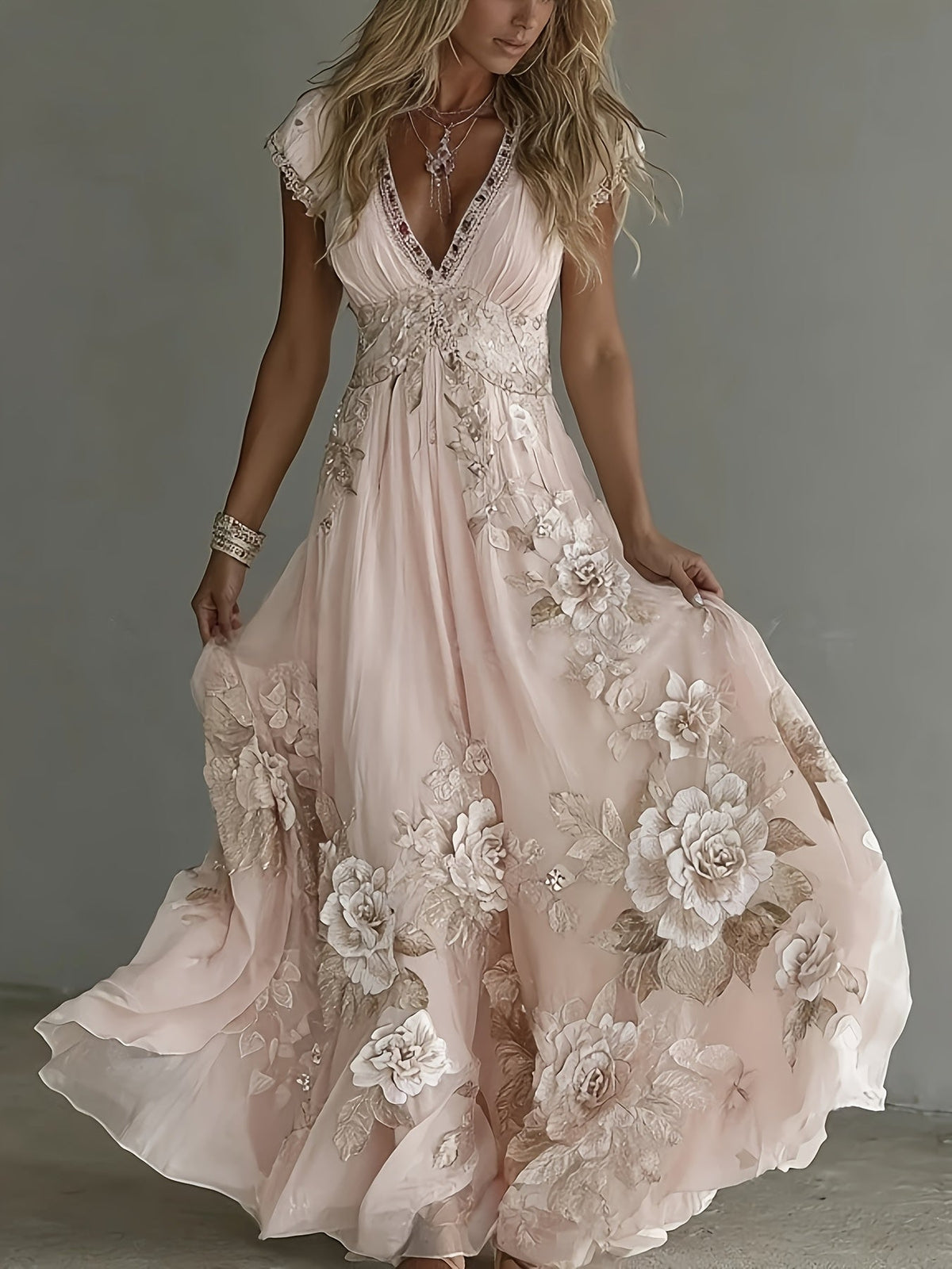 Marisela | Short-Sleeved Maxi Dress